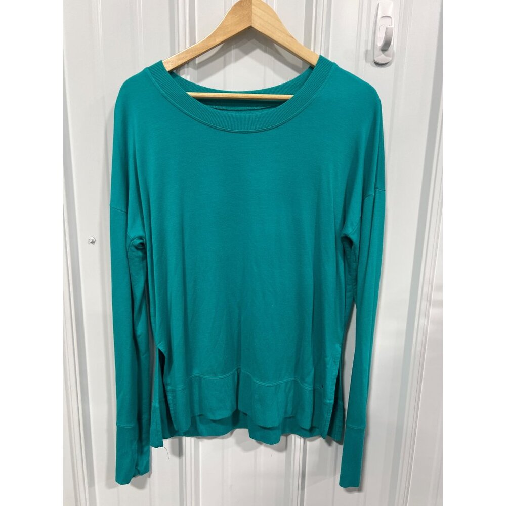 Glyder Lounge Long Sleeve Loose Fit Teal Long Sleeve Pullover Sweatshirt For Wom